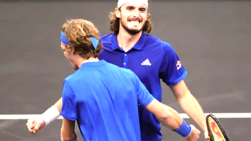 Stefanos Tsitsipas appears to congratulate Andrey Rublev and puts the past conflict behind him.