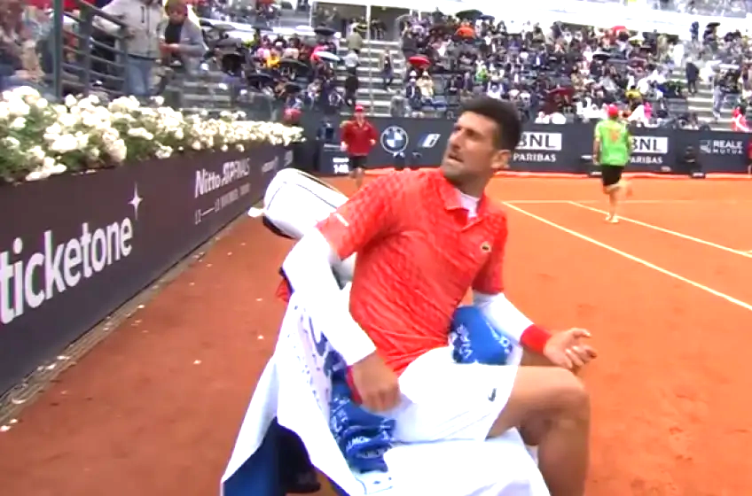 Novak Djokovic yells at his box while you watch: Alone! Why on earth am I holding you there?